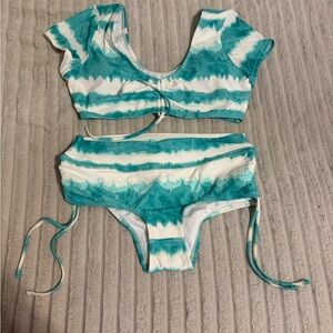Forever 21 Teal and White Bikini Set